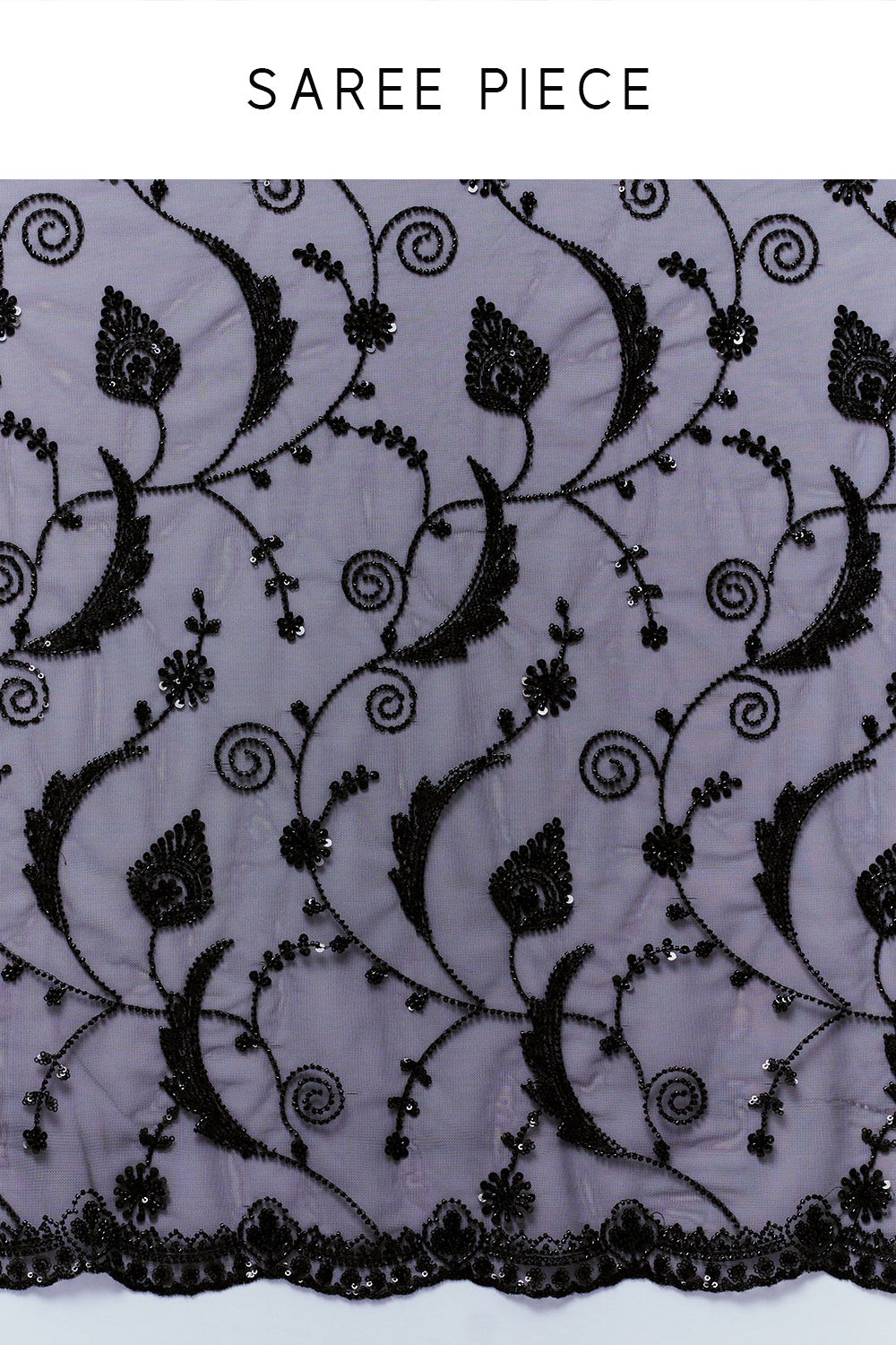 Black Net Saree with Sequin Embellishments