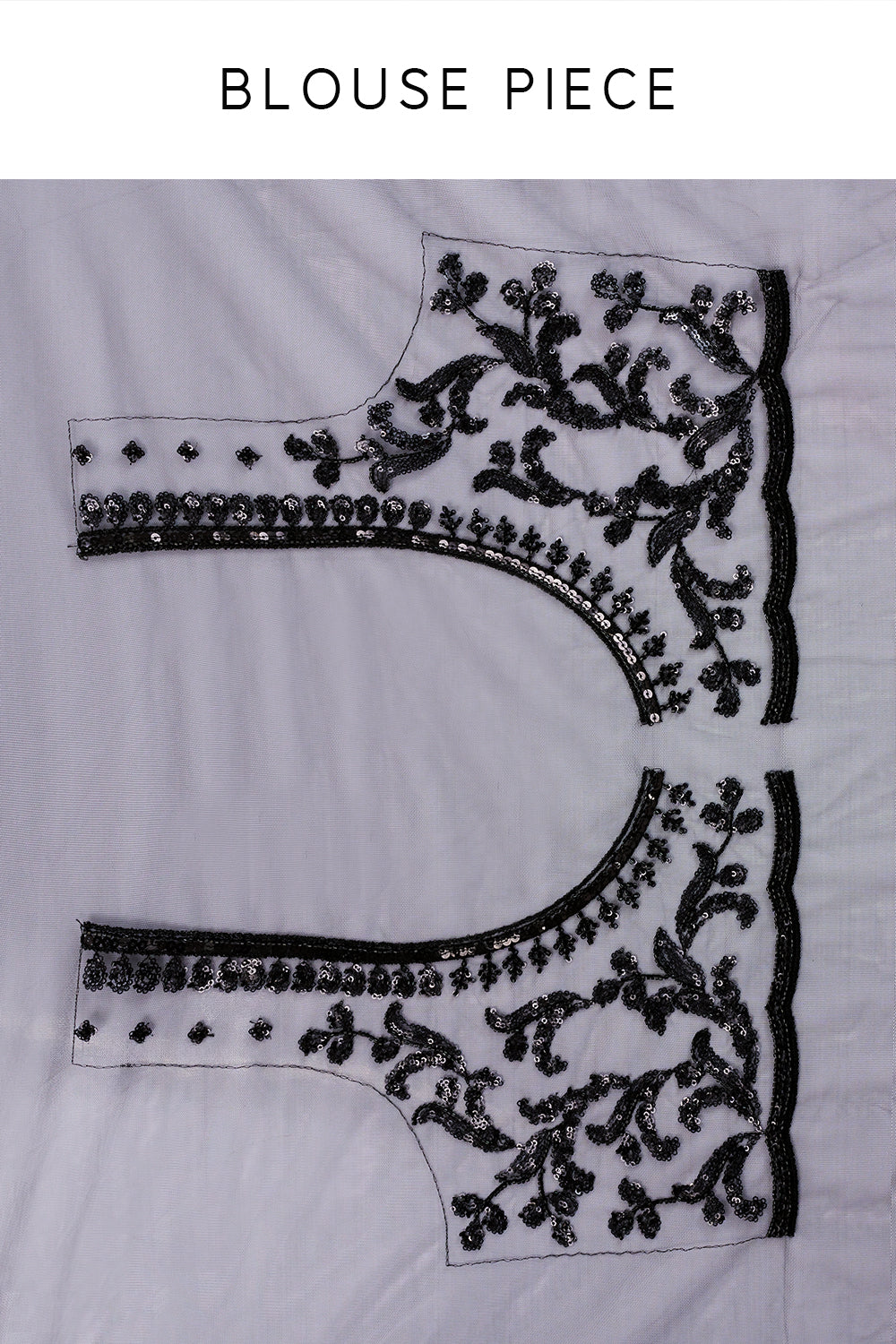 Black Net Saree with Sequin Work with Floral Motifs