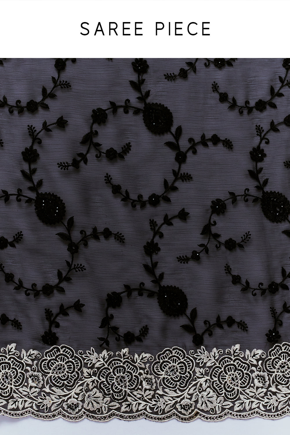 Black Organza Saree with Bead and Stone Work