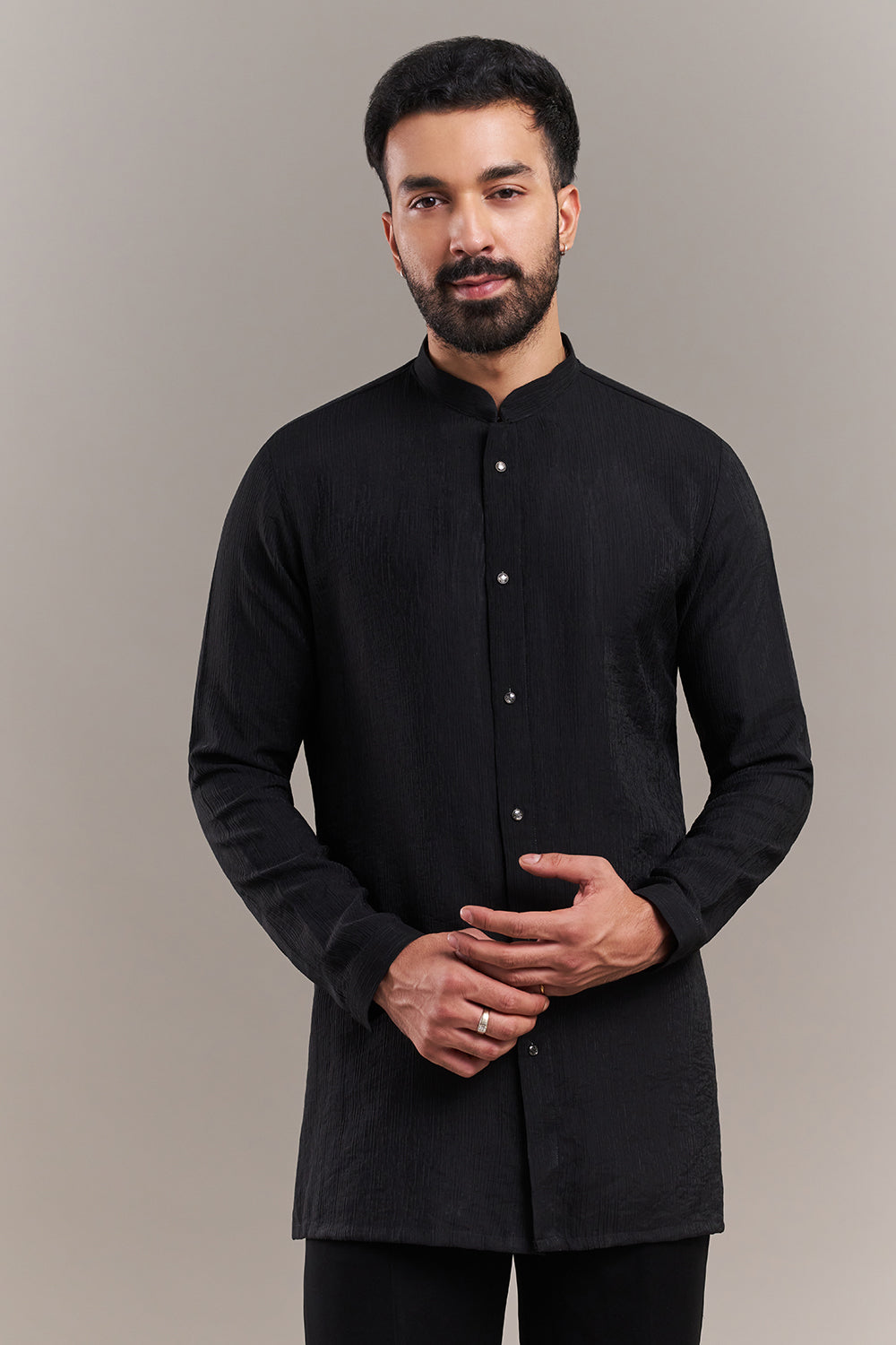 Black Velvet Abstract Wave Men's Indo-Western Set
