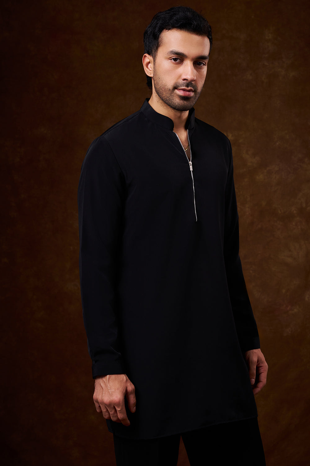 Black Velvet Men's Indo-Western Set with Sequin Work
