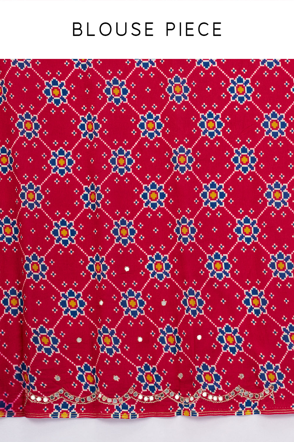 Blue Art Silk Patola Printed Saree with Mirror Work