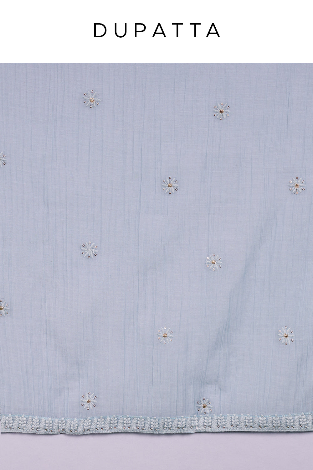 Blue Cotton Kurta Set with Floral Embroidery