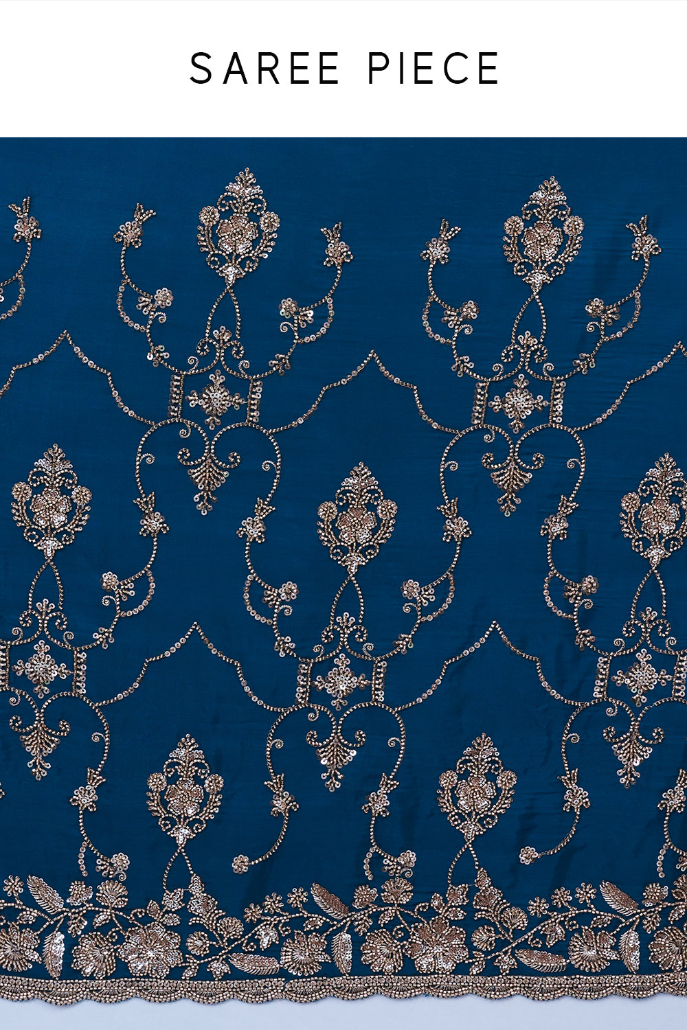 Blue Crepe Silk Saree with Jaal Work