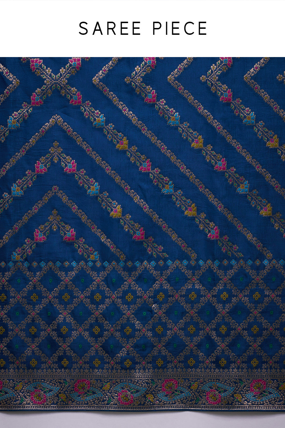 Blue Dola Silk Patola Print Saree with Unstitched Blouse