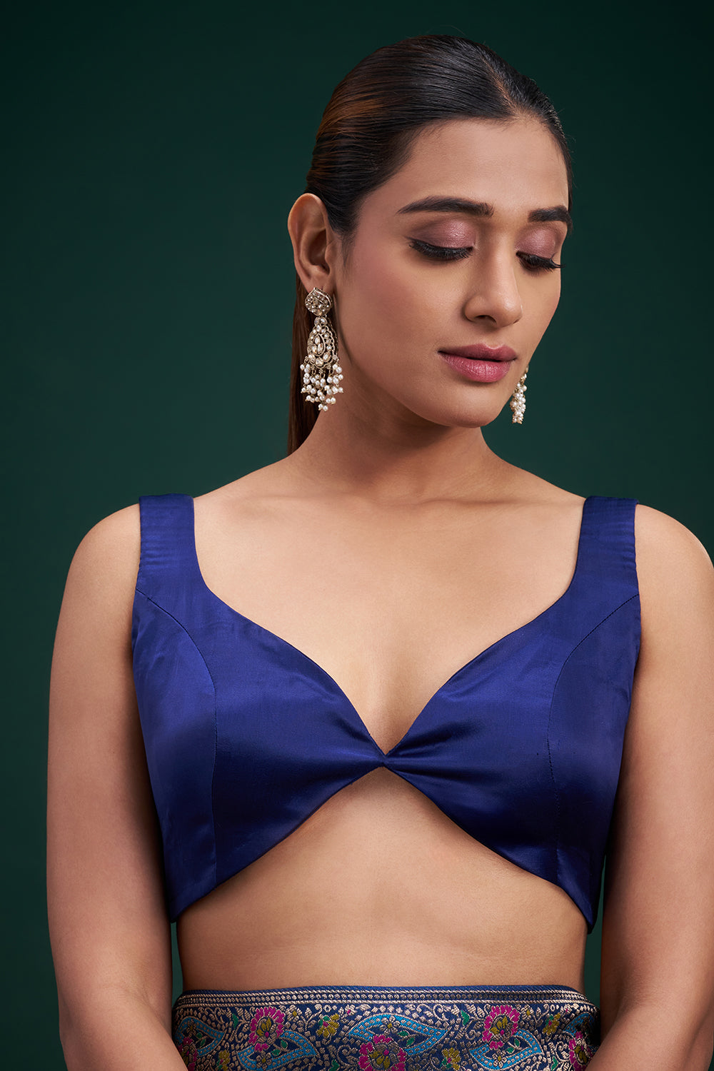 Blue Dola Silk Patola Print Saree with Unstitched Blouse