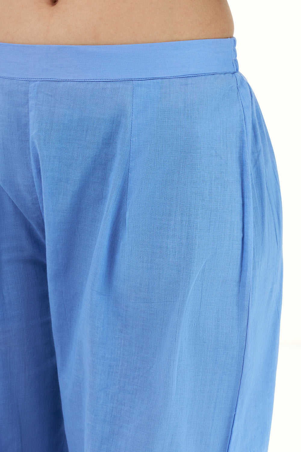 Blue Mul Cotton Kurta Set with Zardosi Work