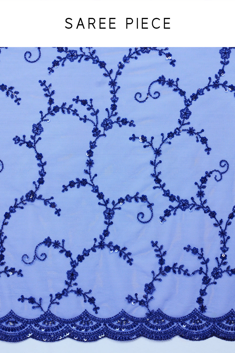 Blue Net Saree with Cutdana Work