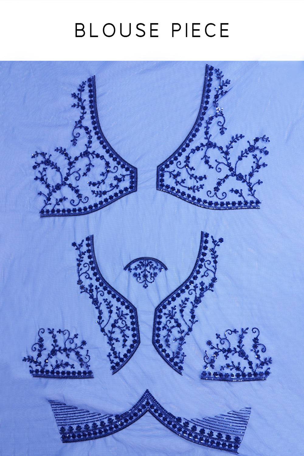 Blue Net Saree with Cutdana Work