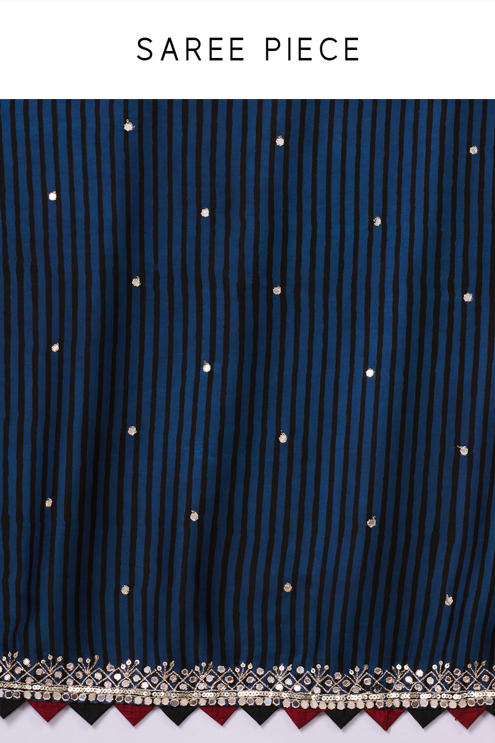 Blue Satin Silk Printed Saree with Sequin and Zari Work
