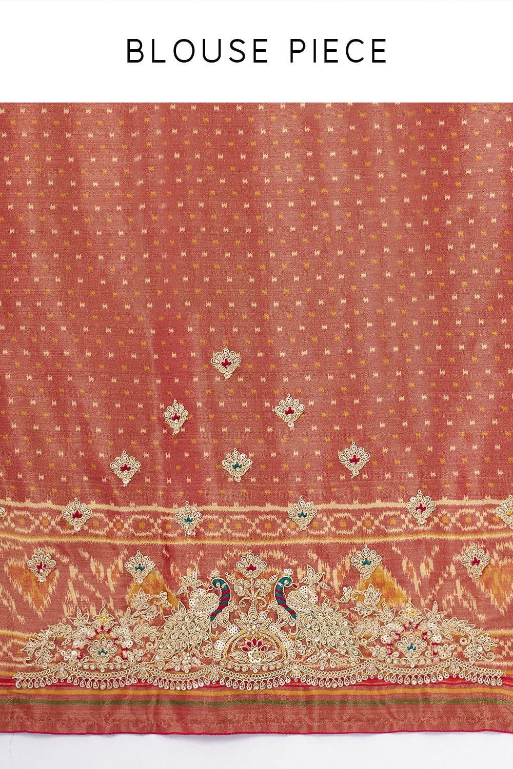 Blue Tissue Silk Saree with Patola Print and Embellished Border