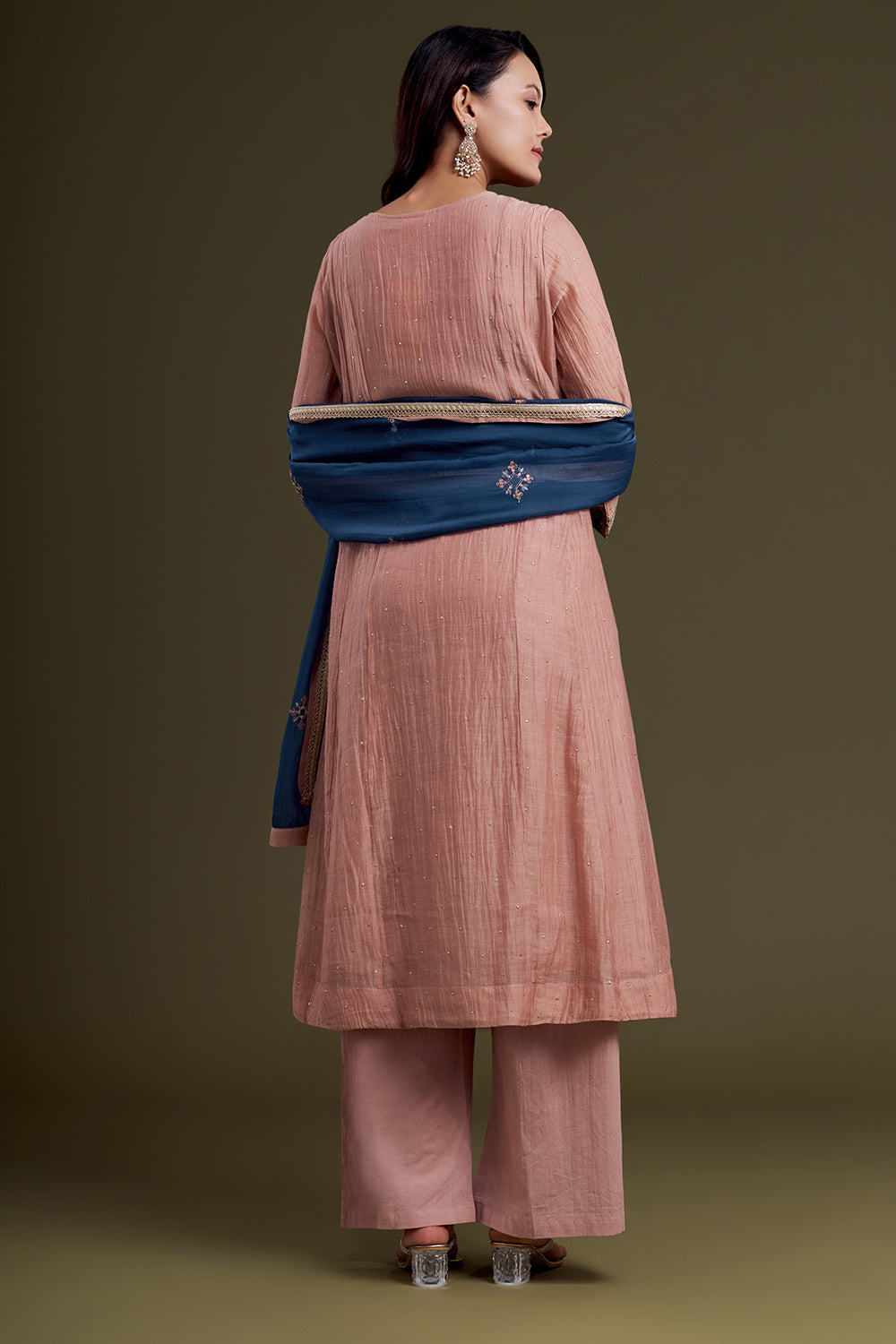 Blush Pink Chanderi Silk Kurta Set
