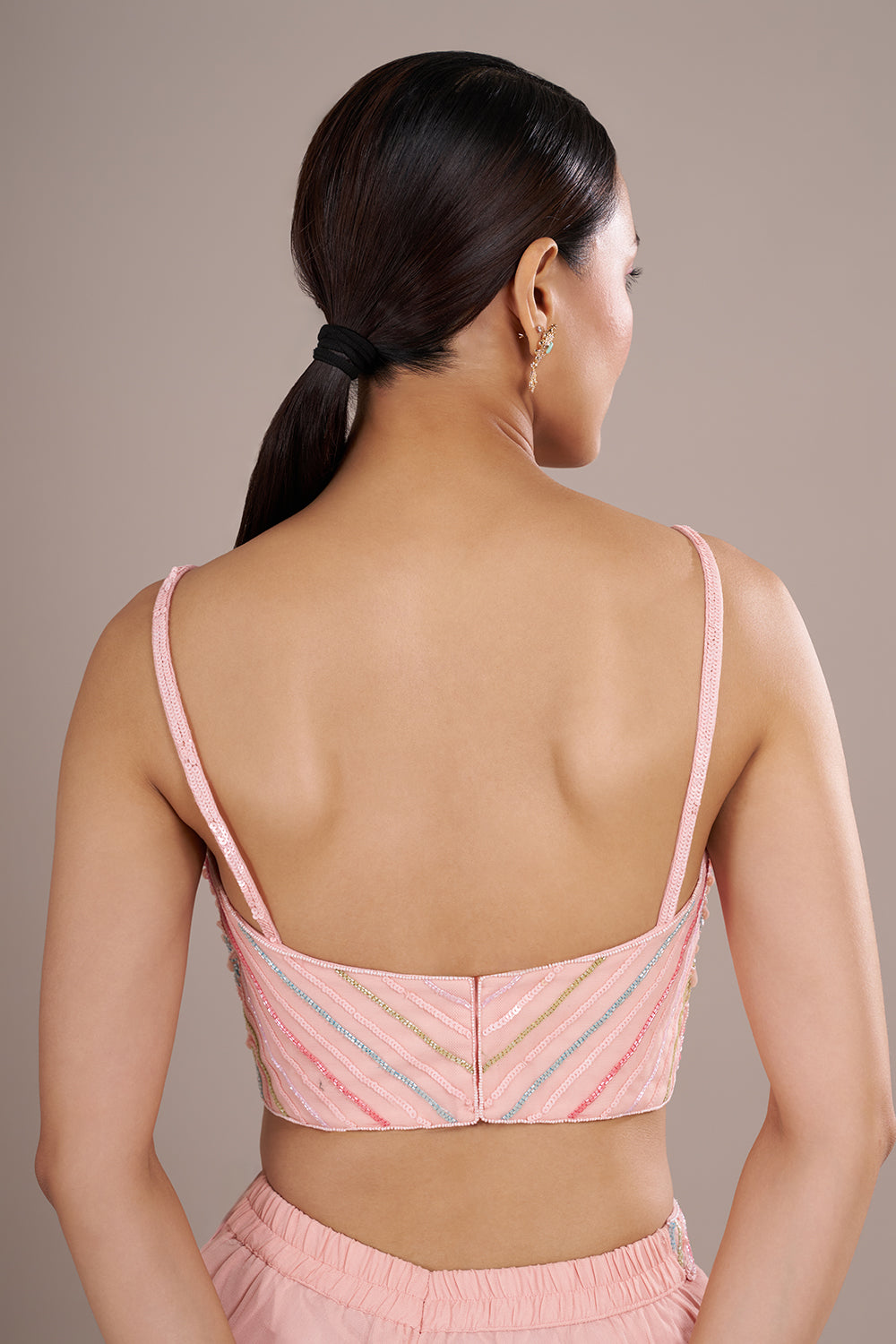 Blush Pink Chiffon Jacket Sharara Set with Sequin Embroidery
