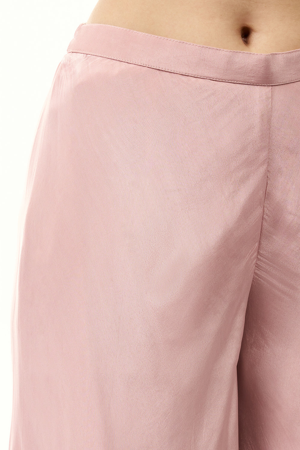Blush Pink Crepe Palazzo Set with Zari and Mirror Work