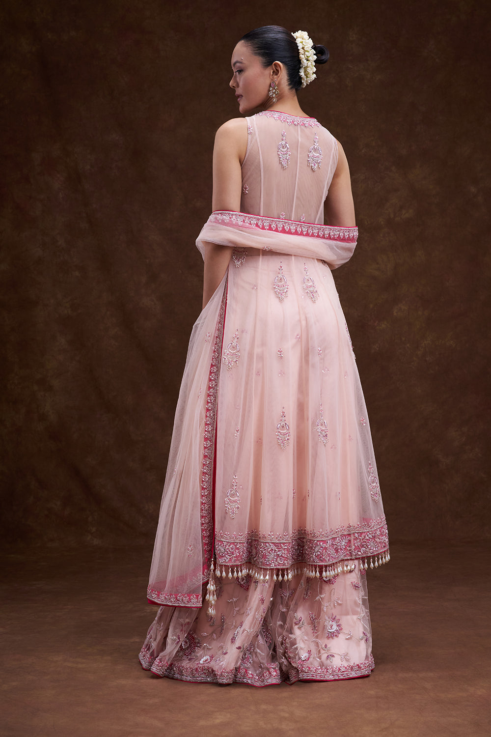 Blush Pink Embroidered Jacket Sharara Set