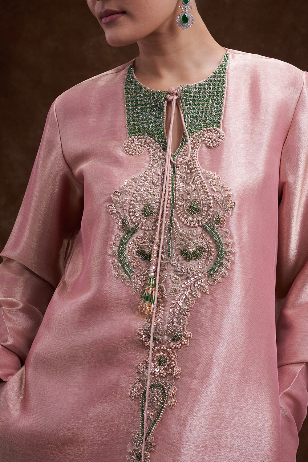 Blush Pink Embroidered Kaftan Dress