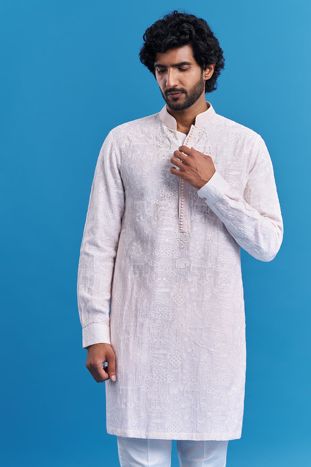 Blush Pink Embroidered Men's Indo-Western Set