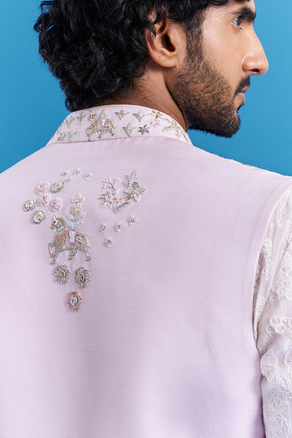 Blush Pink Embroidered Men's Indo-Western Set