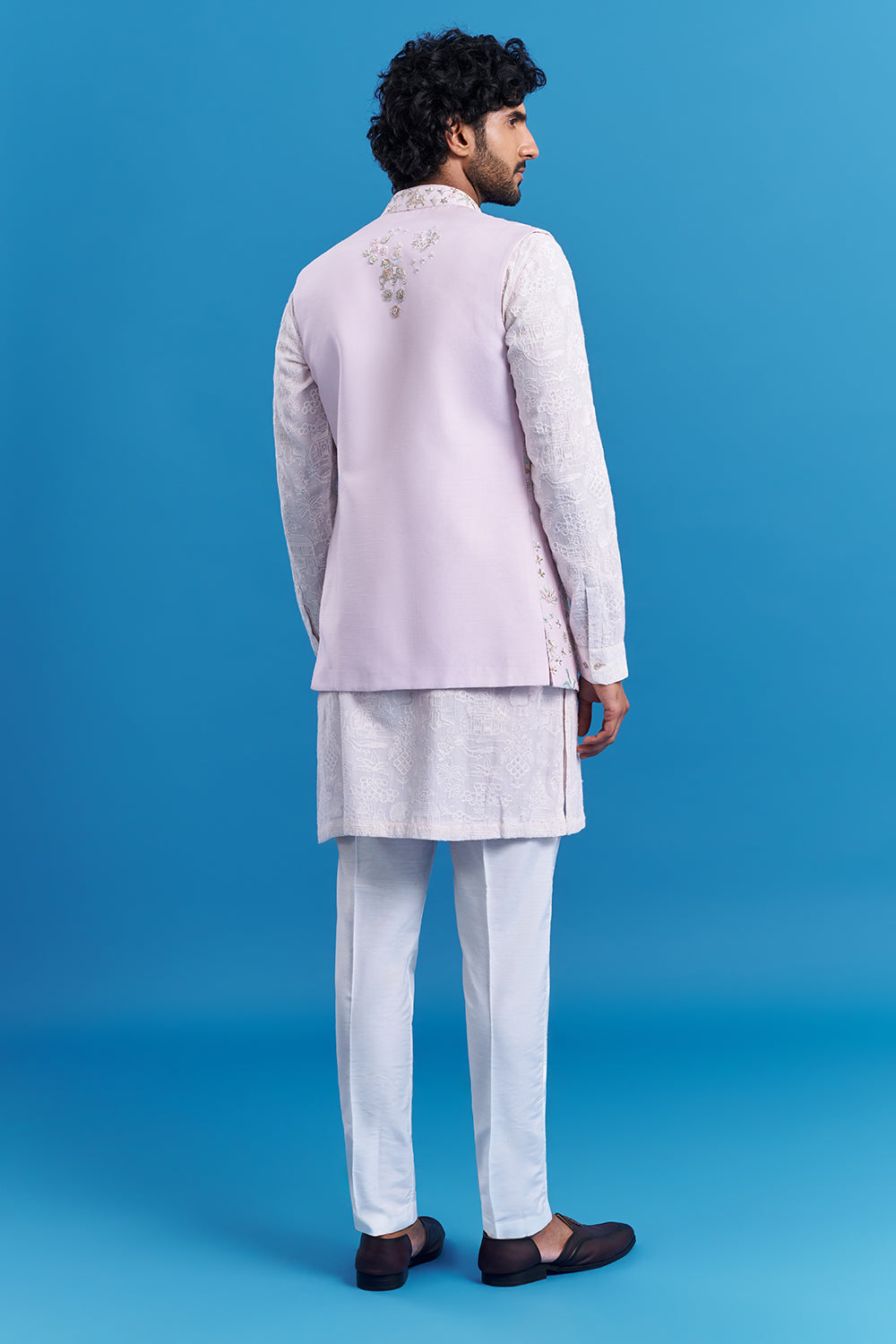 Blush Pink Embroidered Men's Indo-Western Set