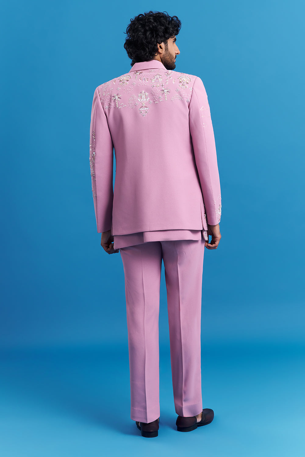 Blush Pink Embroidered Men's Indo-Western Suit
