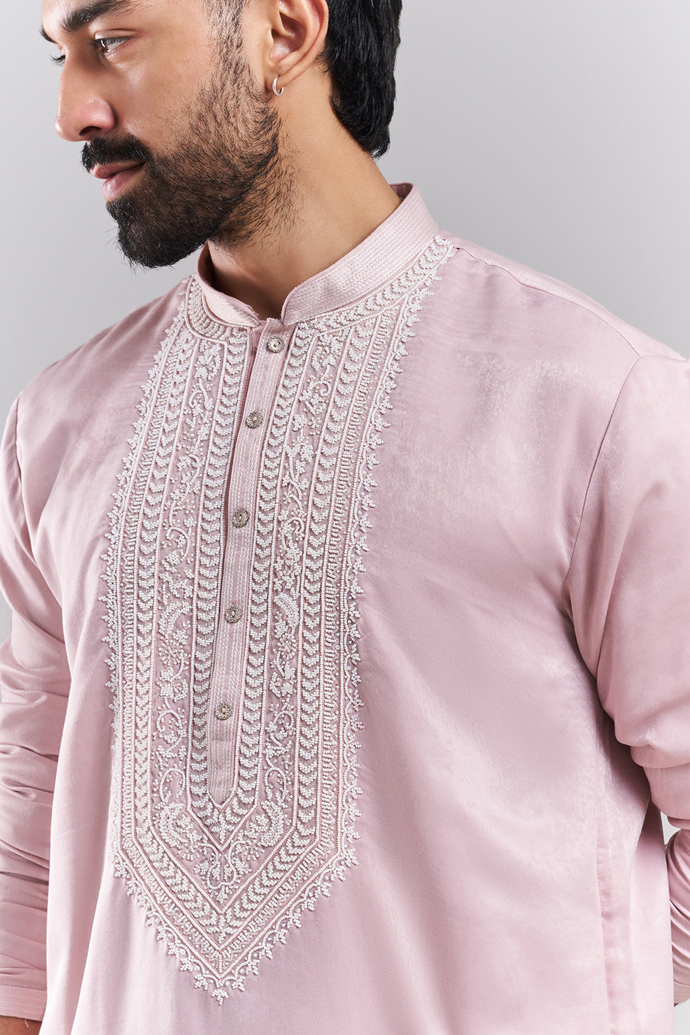 Blush Pink Japanese Armani Embroidered Men’s Kurta Set