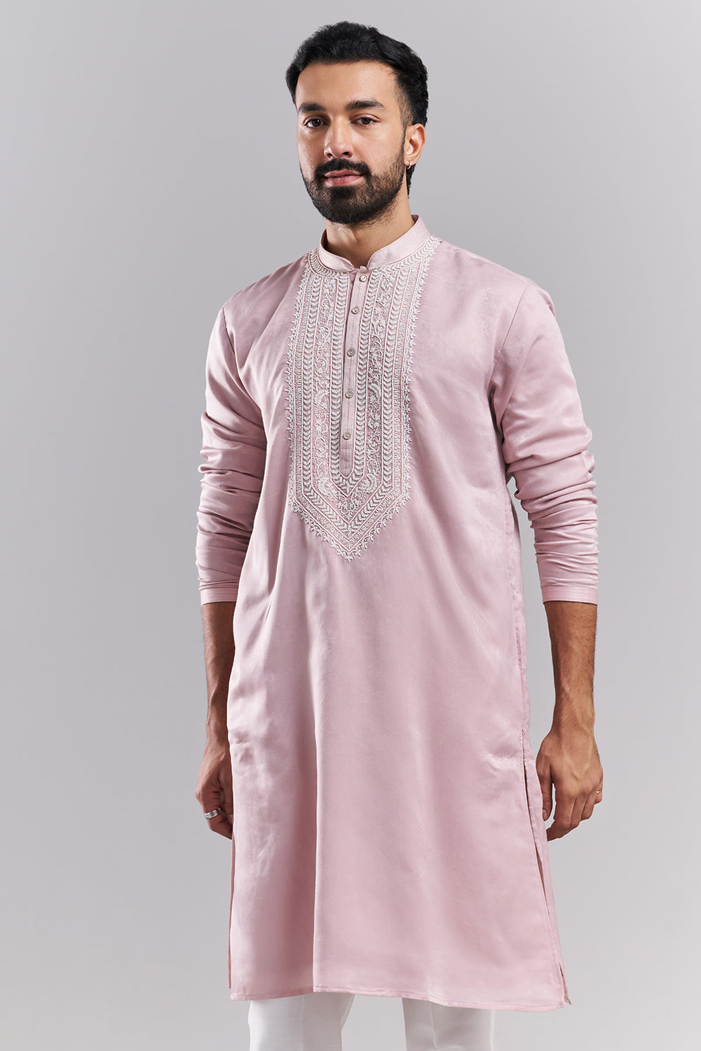 Blush Pink Japanese Armani Embroidered Men’s Kurta Set