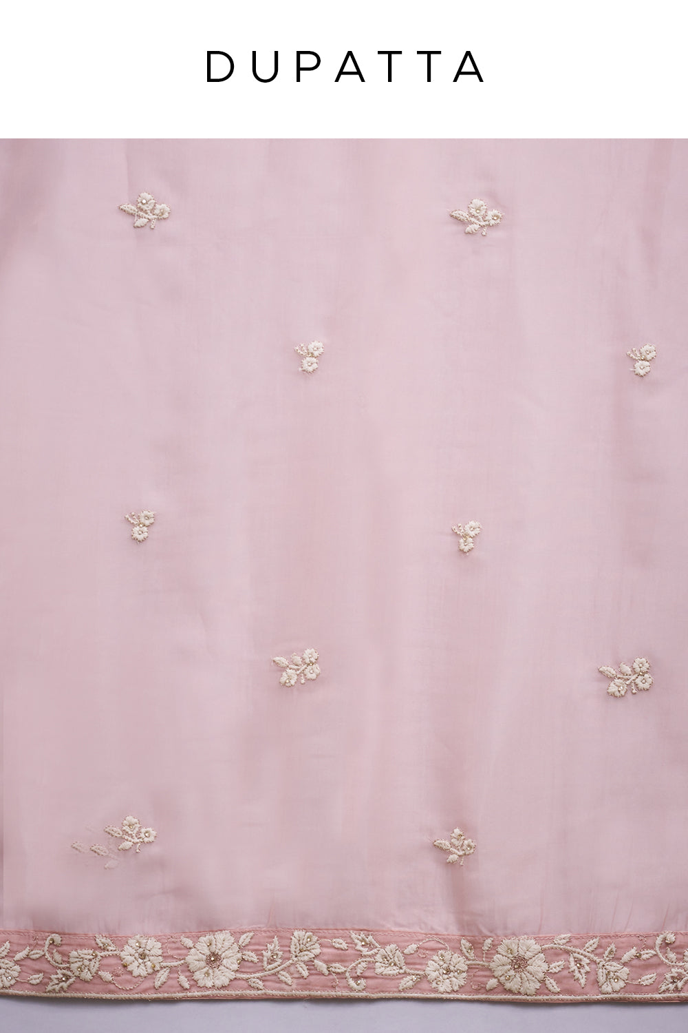 Blush Pink Organza Indo-Western Suit with Resham and Stone Work