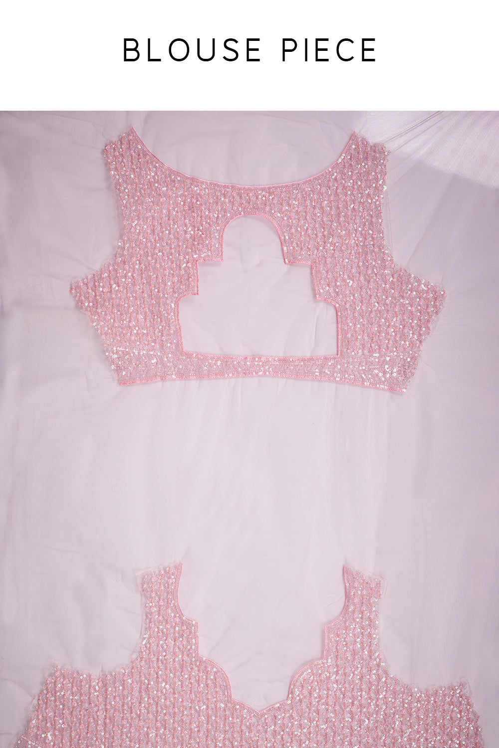 Blush Pink Net Saree with Thread Embroidery and Unstitched Blouse