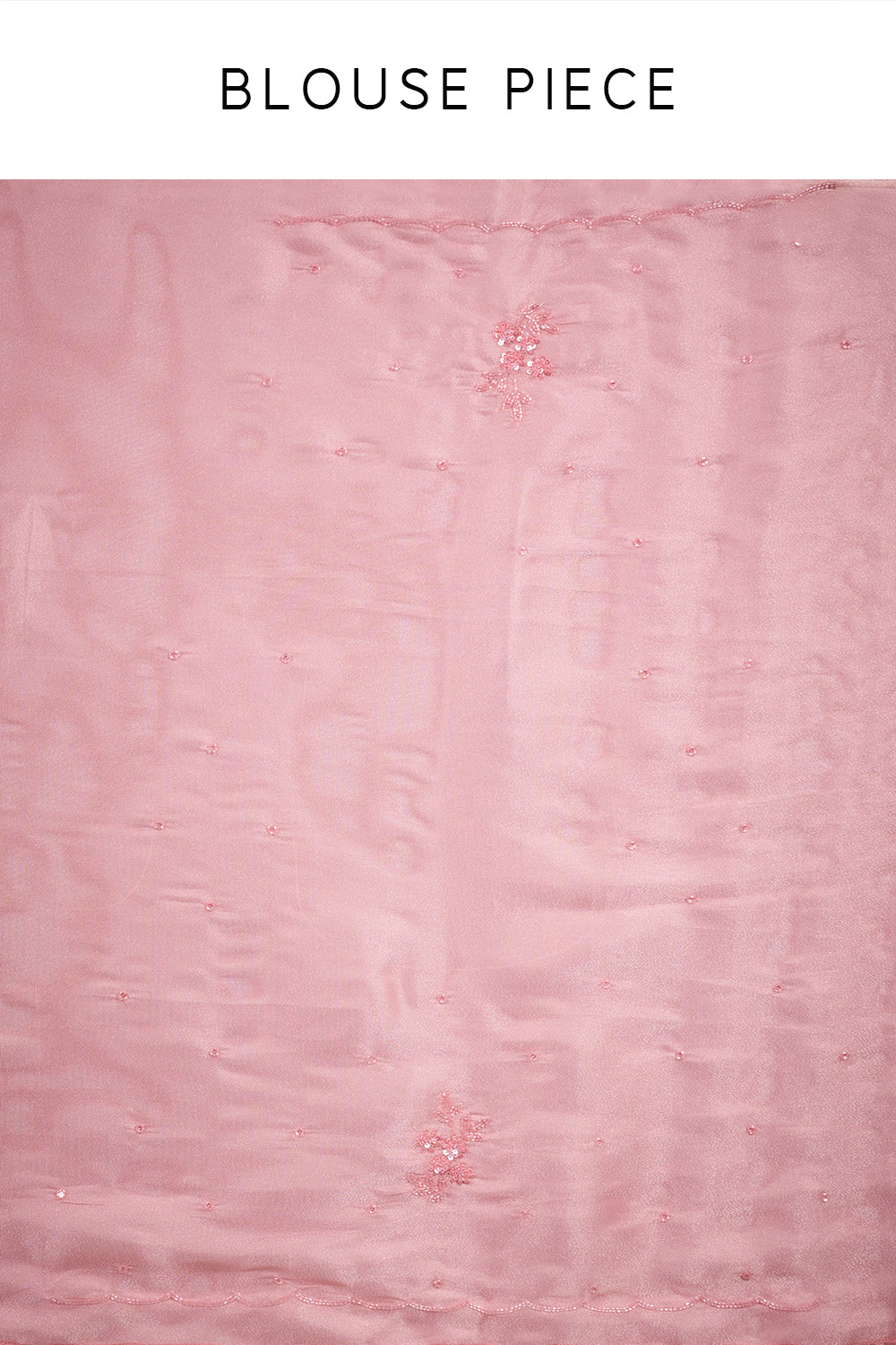 Blush Pink Tissue Saree with Floral Sequin Embroidery and Unstitched Blouse