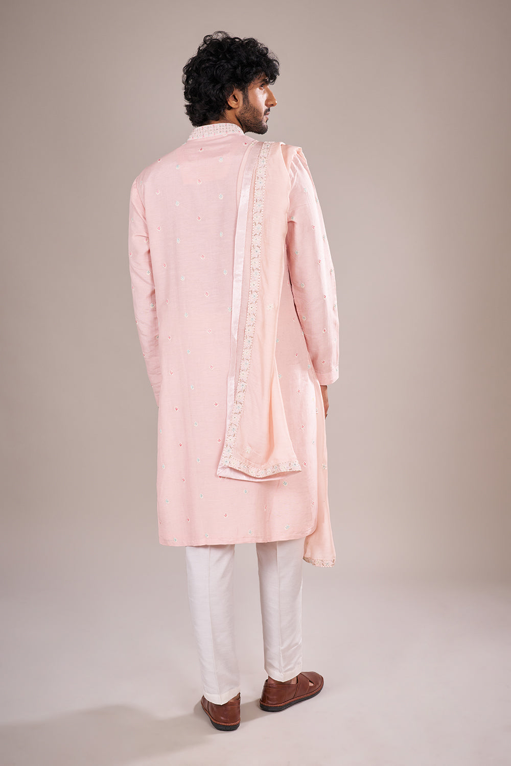 Blush Silk Pink Kurta Set with Bead Embroidery