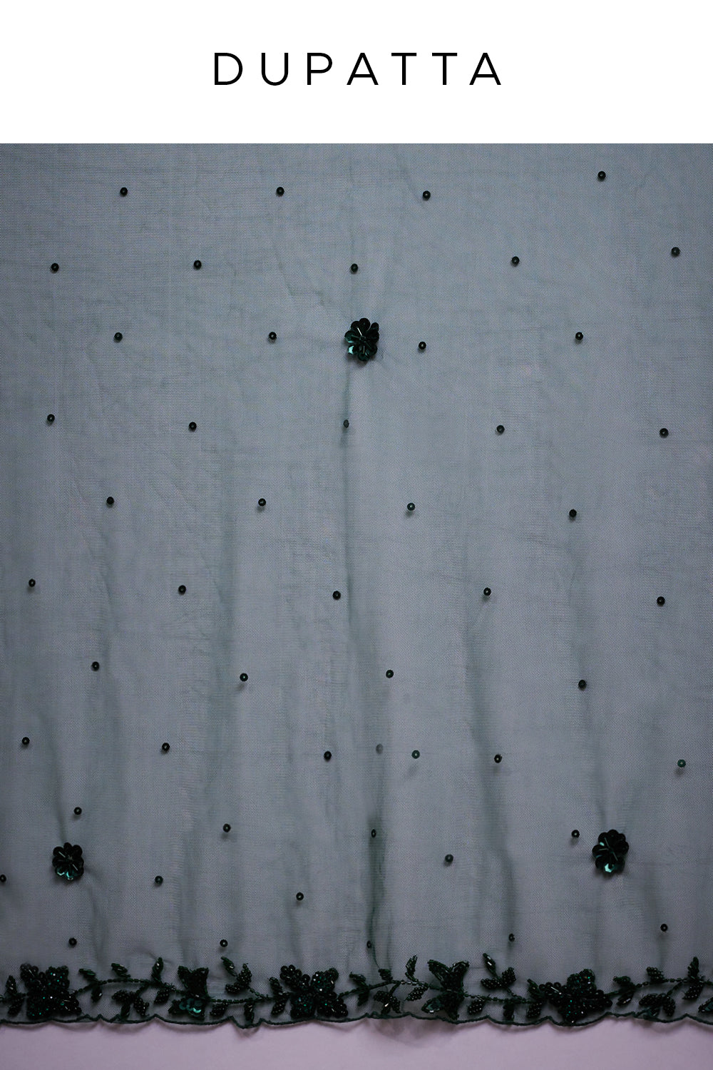 Bottle Green Net Indo-Western Set with Cutdana and Bead Work