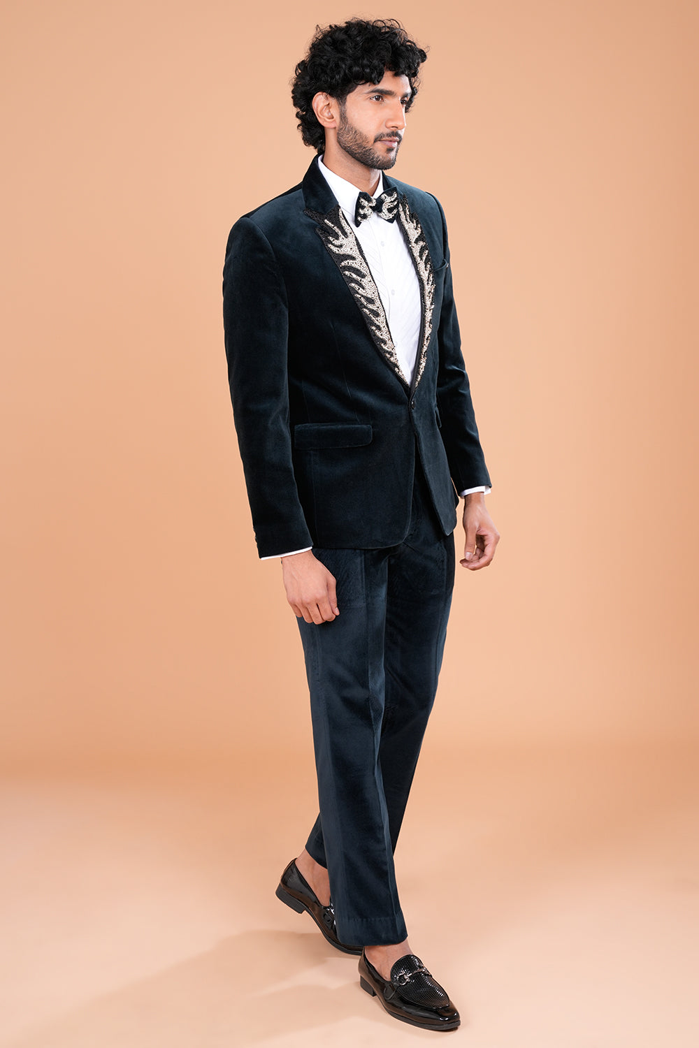 Bottle Green Velvet Tuxedo Set