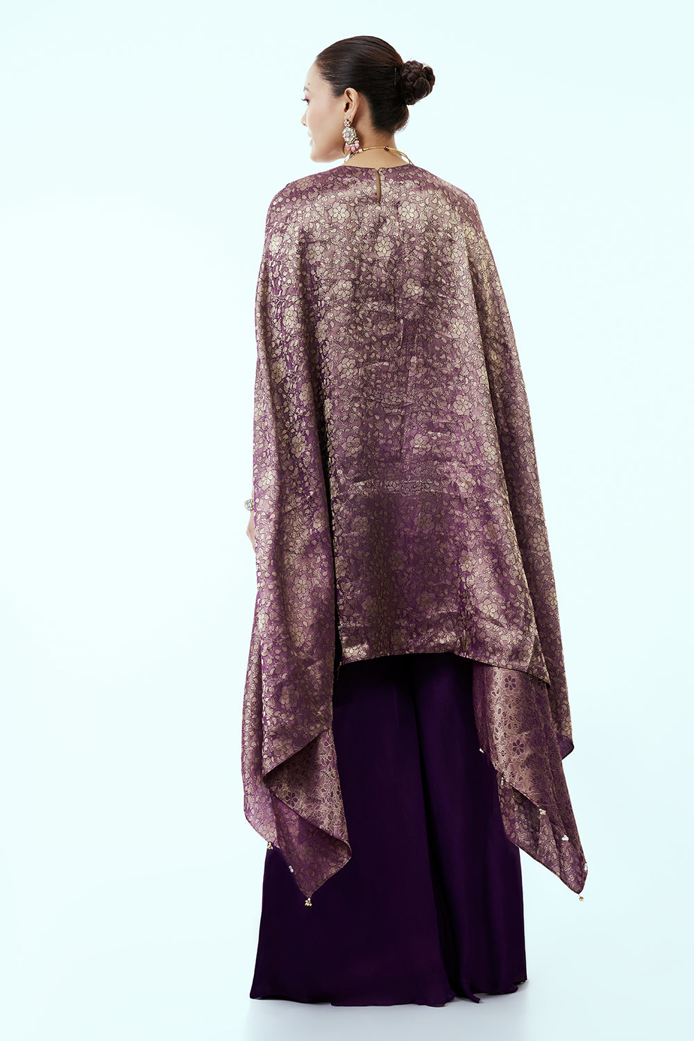 Brocade Kaftan-Style Kurta with Palazzo Pants and Zardosi Work