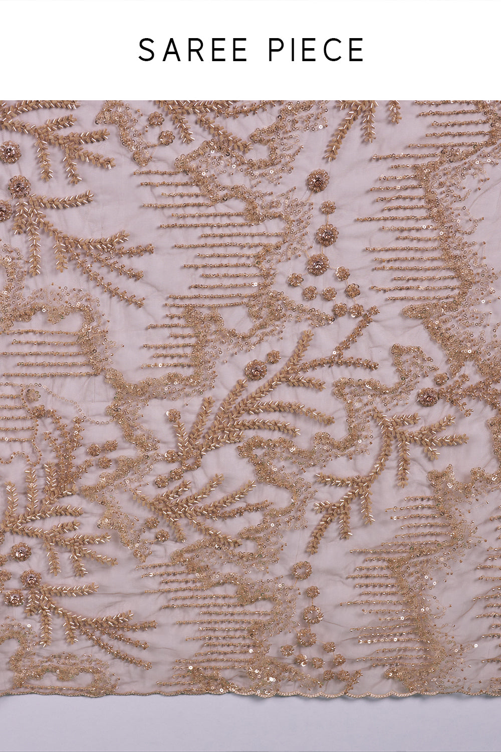 Brown Mauve Net Saree with Sequin Embroidery and Unstitched Blouse