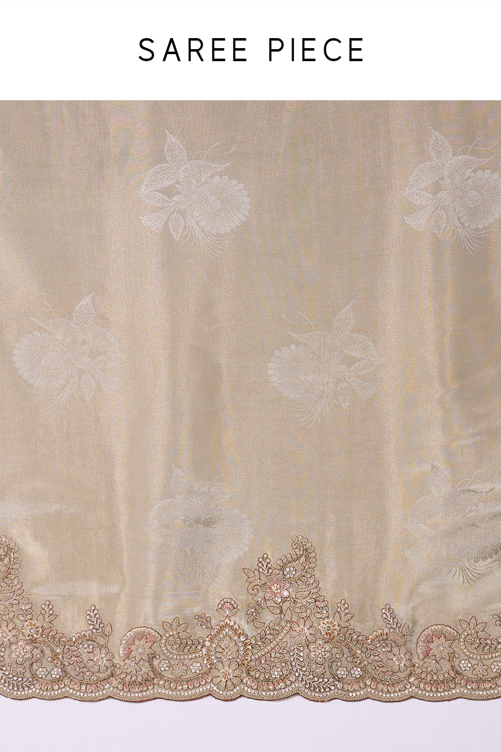 Champagne Gold Saree with Scalloped Border