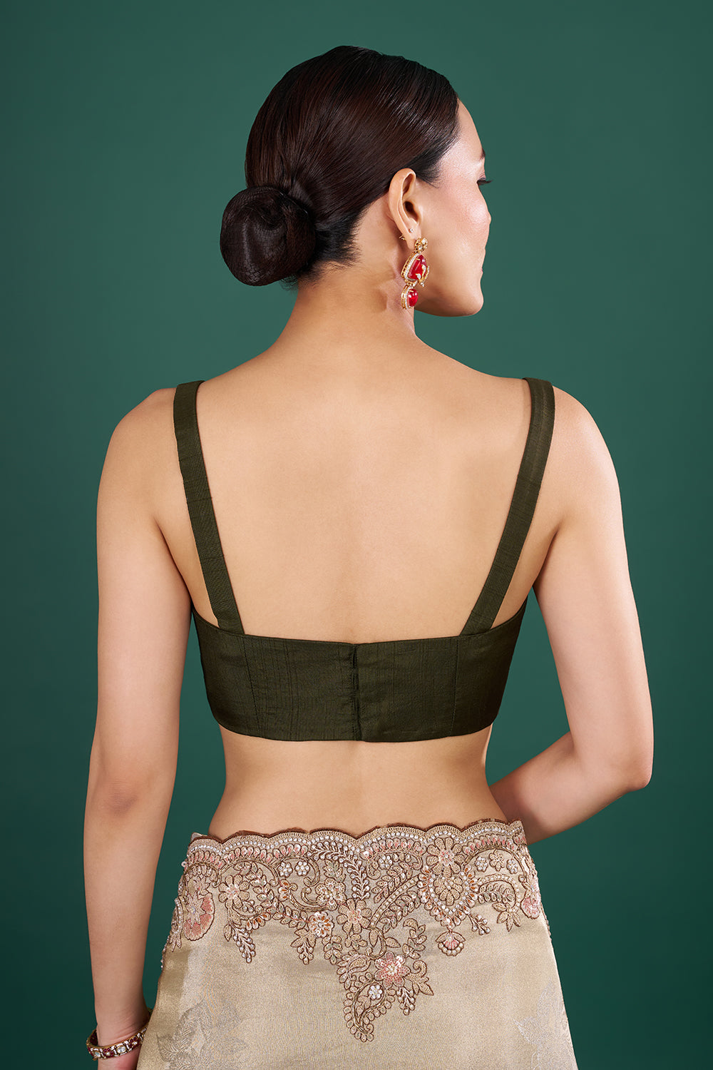 Champagne Gold Saree with Scalloped Border