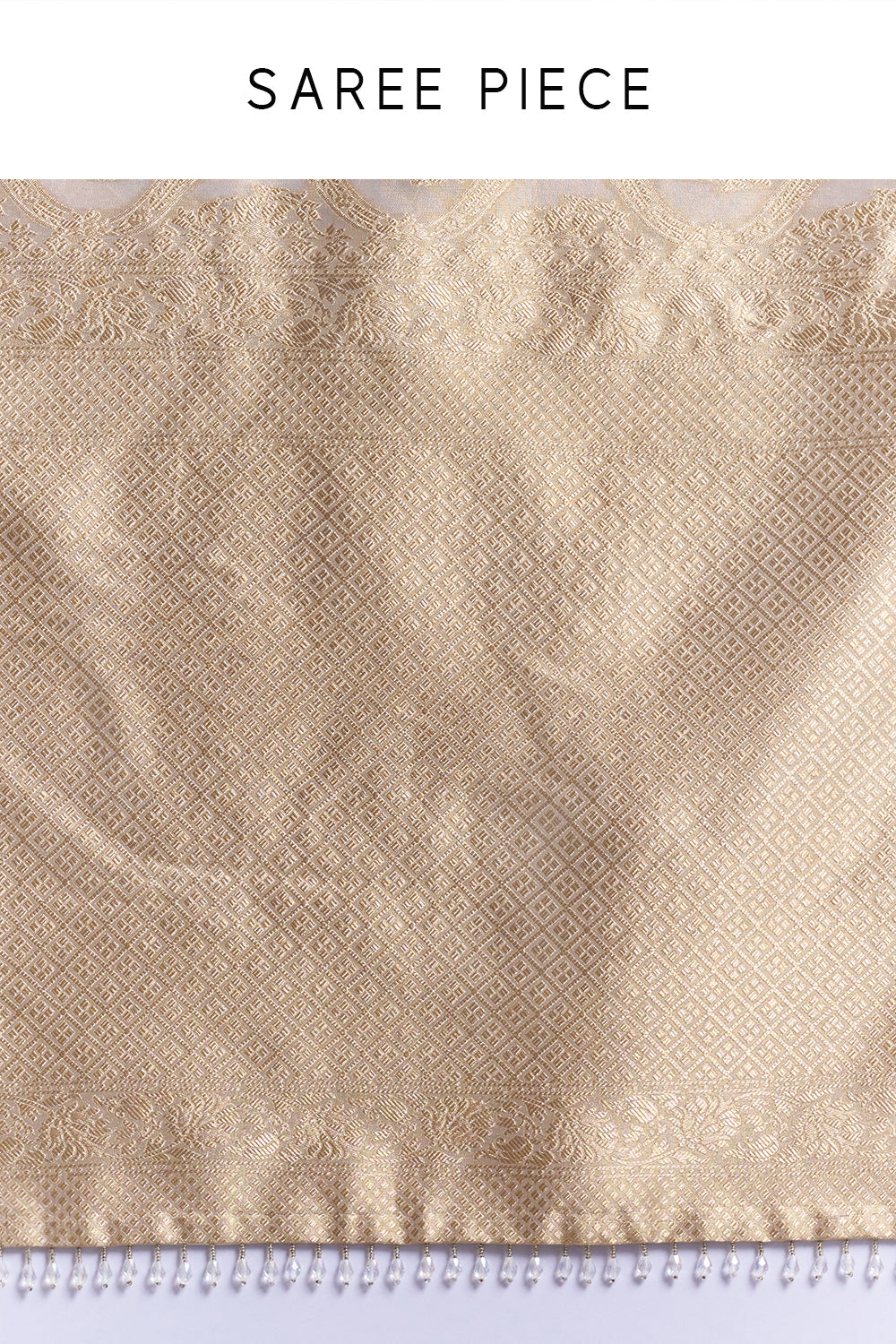 Champagne Gold Shimmer Tissue Saree with Stitched Blouse