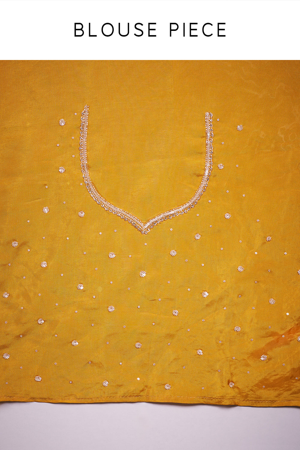 Champagne Gold Tissue Saree with Floral Sequin Border and Unstitched Blouse
