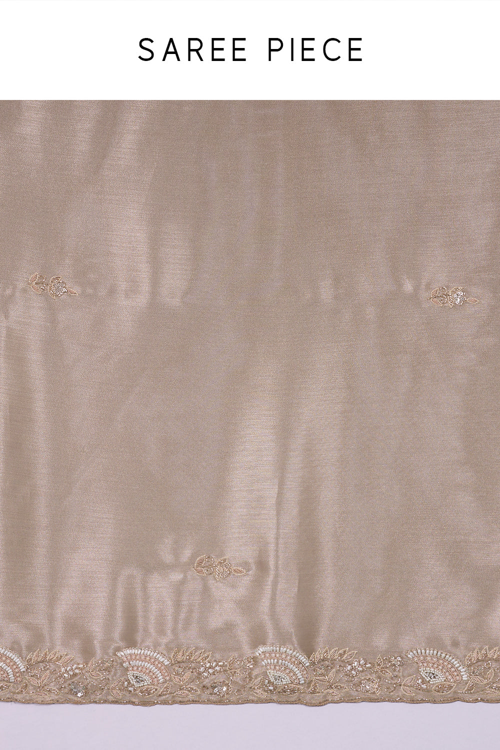 Champagne Gold Tissue Saree with Zardozi Embroidered Border