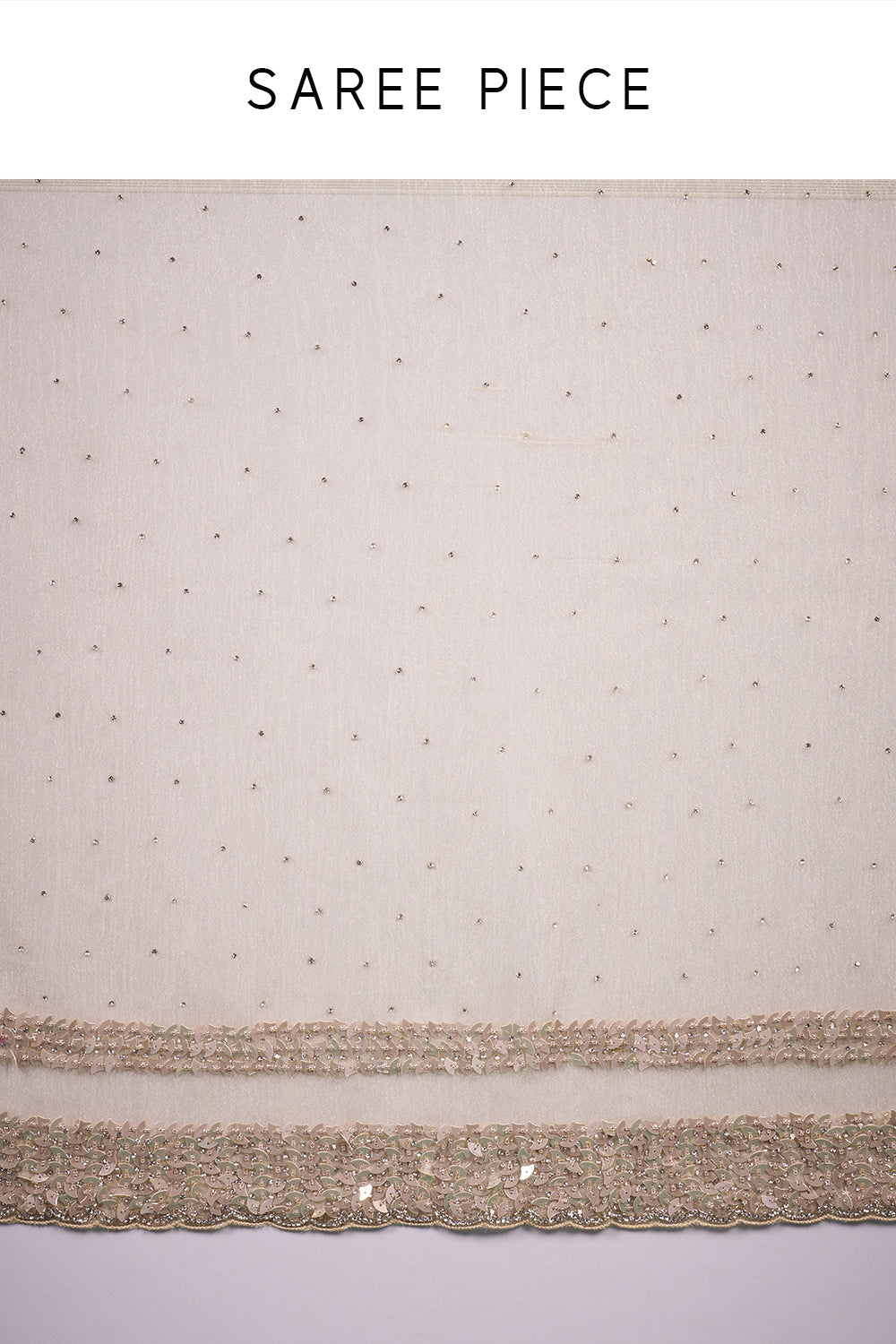 Champagne Tissue Saree with Sequin Border and Unstitched Blouse