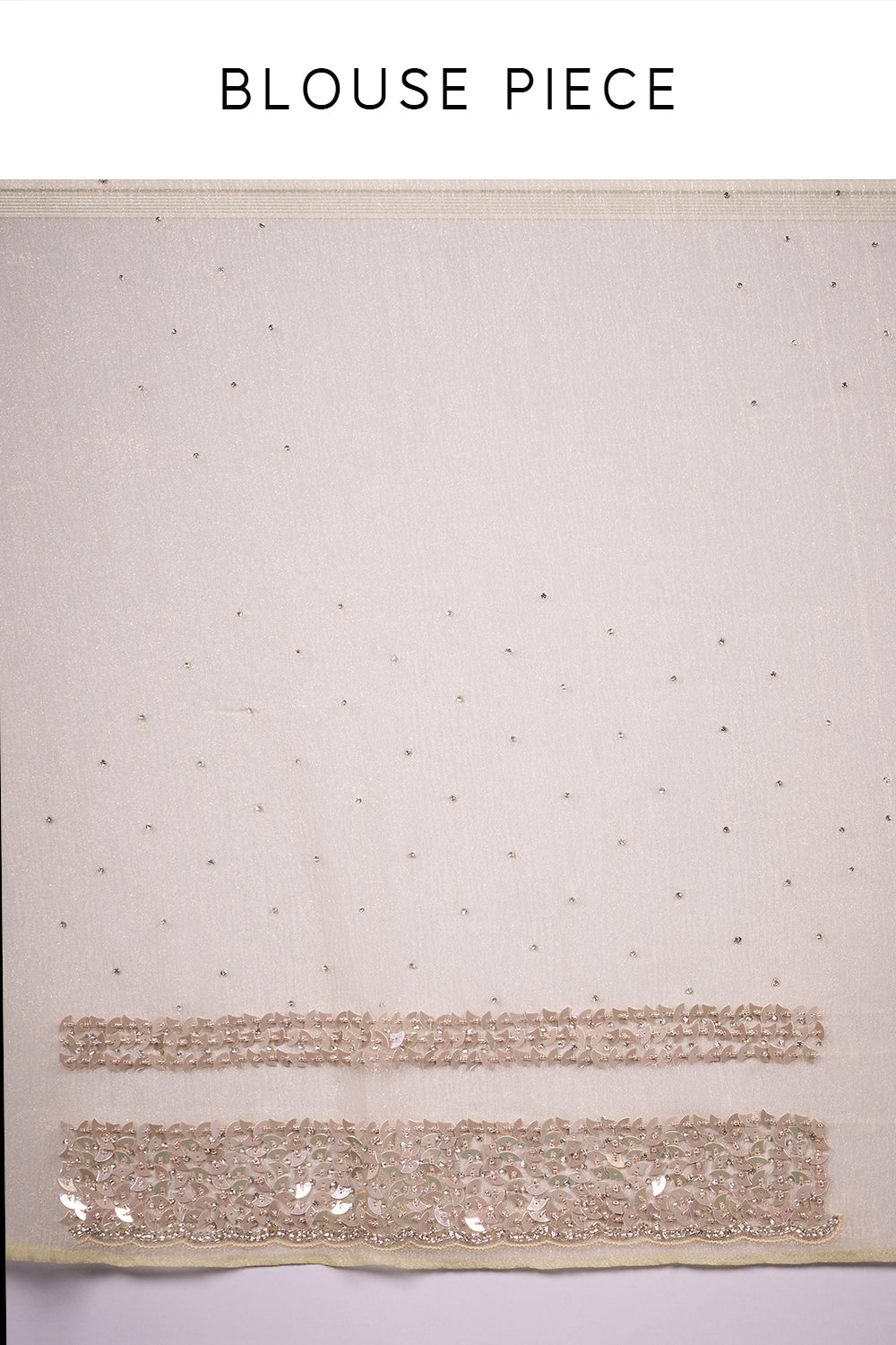 Champagne Tissue Saree with Sequin Border and Unstitched Blouse