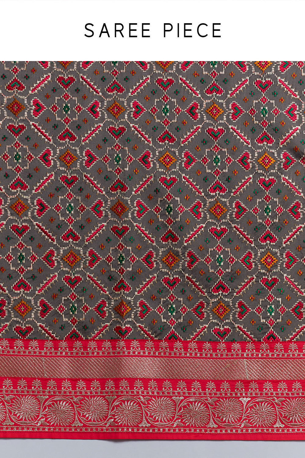 Charcoal Grey and pink Heritage Woven Saree