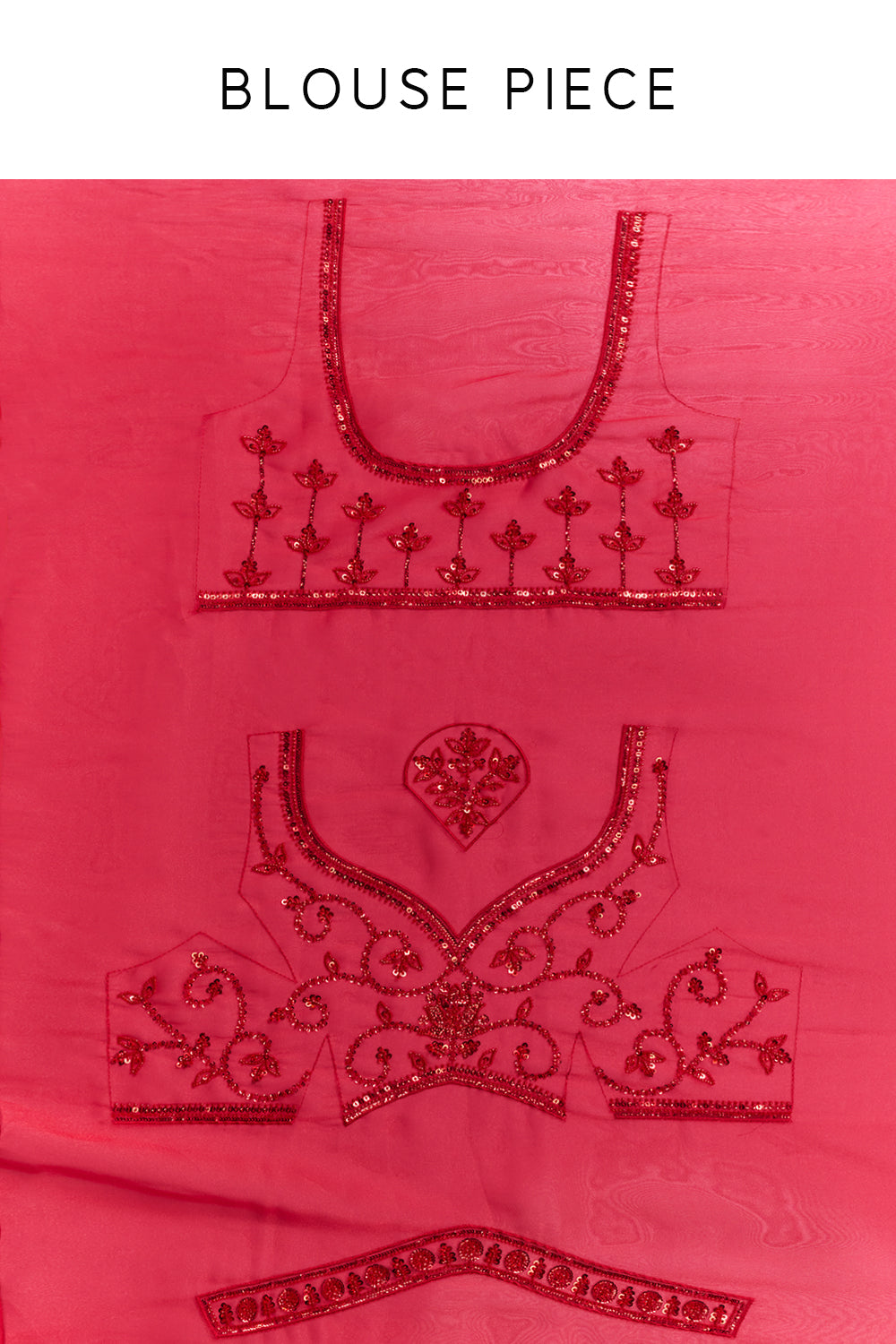 Cherry Red Net Saree with Cutdana and Sequin Work