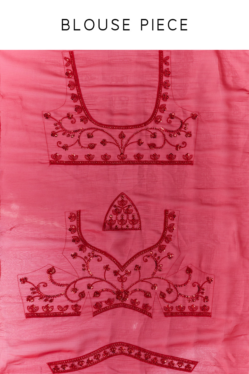 Cherry Red Organza Saree with Cutdana and Sequin Work