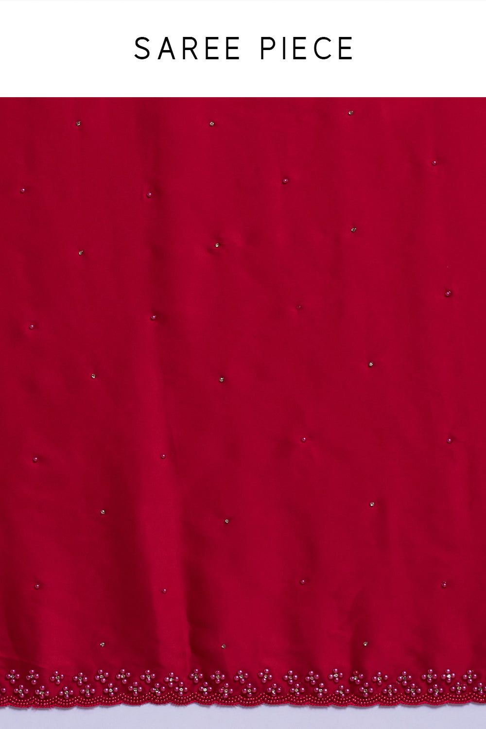 Cherry Red Satin Embellished Saree
