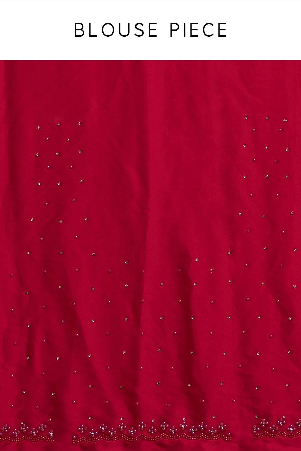 Cherry Red Satin Embellished Saree