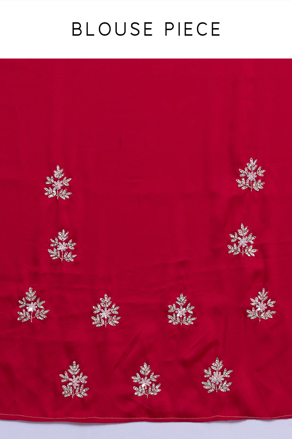 Cherry Red Satin Saree with Floral Vine Embellishments