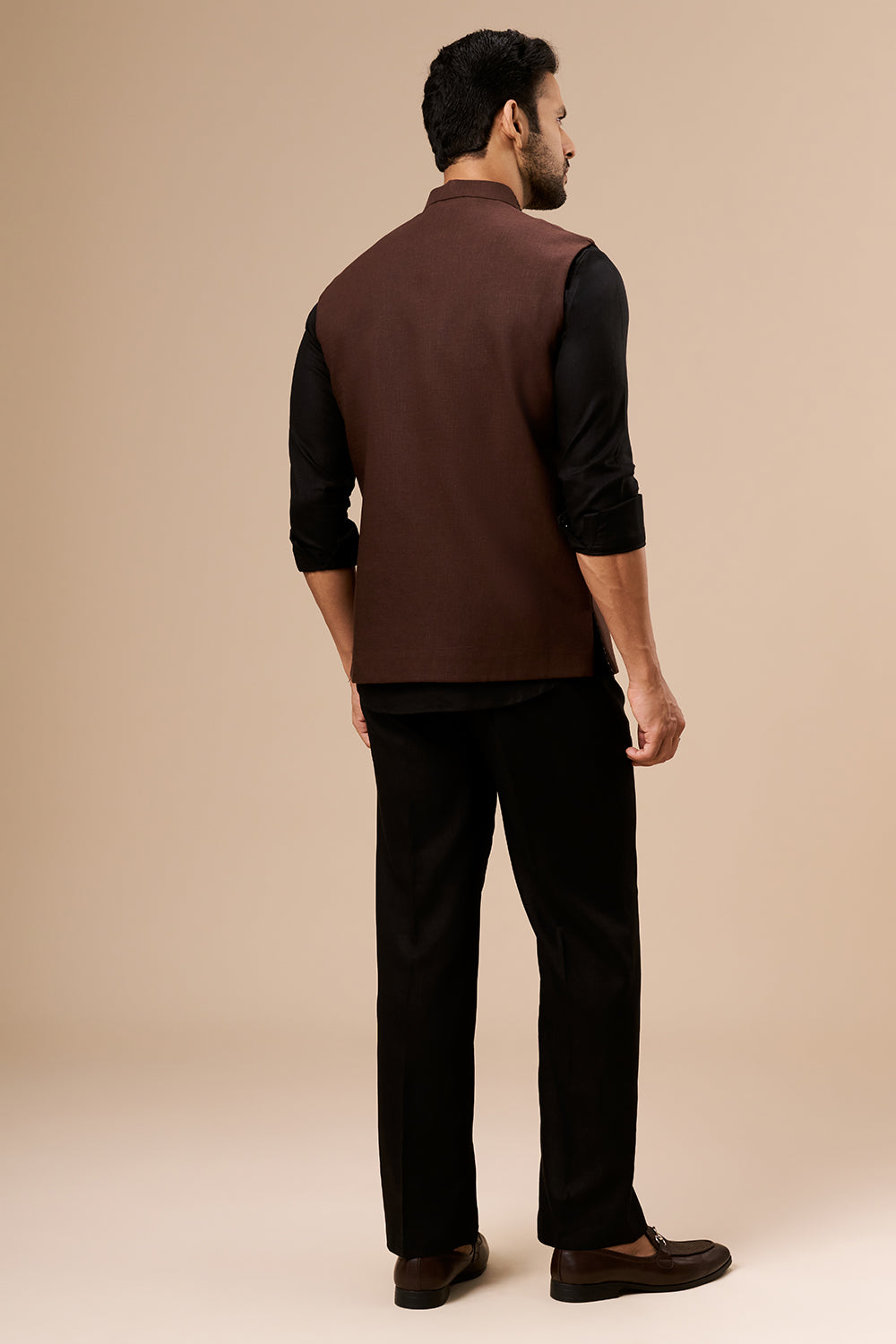 Chocolate Brown Cotton Bundi Set with Zardosi and Cut Dana Work