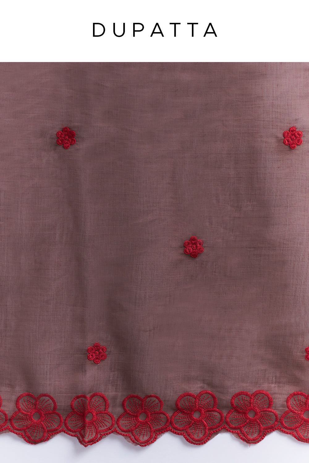 Chocolate Brown Embroidered Kurta Pant Set with Dupatta