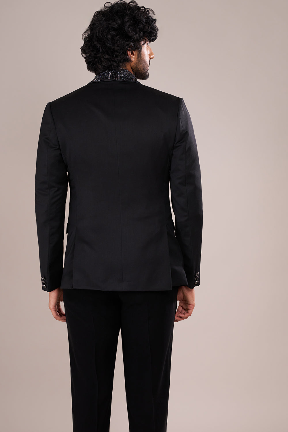 Classic Black Men's Embellished Tuxedo Suit Set